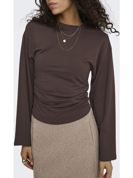 ONLY ONLMIST LS O-NECK TOP JRS 15383898-Coffee Bean Brown