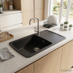 vidaXL 142959 Ένθετος Νεροχύτης Οβάλ Γρανίτη Αντιστρεφόμενος Γκρι 78x 50x31.5cm