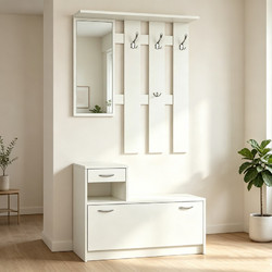 Έπιπλο εισόδου Jentia pakoworld με καθρέπτη λευκό MDF 100x24x186εκ