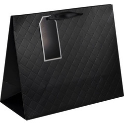 Premium Τσάντα Δώρου Χάρτινη Μαύρη Croco 32x14x26.5cm