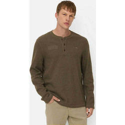 Camel Active ανδρική μπλούζα henley με waffle pattern και monogram Regular Fit - C262-409640-8T44 Λαδί