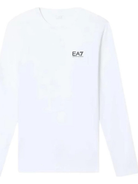 EA7 CREW NECK CORE IDENTITY IN COTTON L/S T-SHIRT ΜΠΛΟΥΖΑ 8NPT28PJVQZ-1100-WHITE