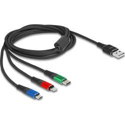 DeLock Regular USB to Lightning / micro USB / Type-C Cable Μαύρο 2m 90156