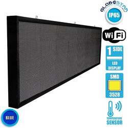 GLOBOSTAR DISPLAY Κυλιόμενη Ψηφιακή Επιγραφή P10 Μονής Όψης LED AC 220-240V Αδιάβροχο IP65 Μπλε - WiFi Control μέσω FK APP - Αισθητήρας, 800W, Μ264 x Π9 x Υ72cm