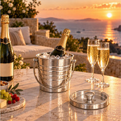 ΑΞΕΣΟΥΆΡ ΚΡΑΣΙΟΎ ICE BUCKET. STAINLESS STEEL. DOUBLE WALL WITH LID