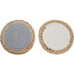 Σουπλά DKD Home Decor Άτομο βαμβάκι ίνα (20 x 20 x 1 cm) (x2)