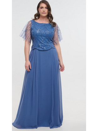 Glamorous Maxi Φόρεμα με Παγιέτες Indigo