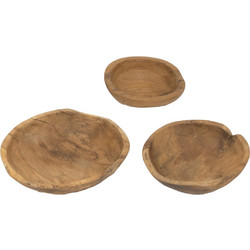 Artekko Woody Μπολ από Ξύλο Teak Φυσική Απόχρωση (25x25x8)cm (20x20x7.5)cm (15x15x6.5)cm Σετ/3