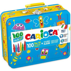 Carioca μεταλλικό κουτί με 80 μαρκαδόρους και βιβλίο ζωγραφίζω