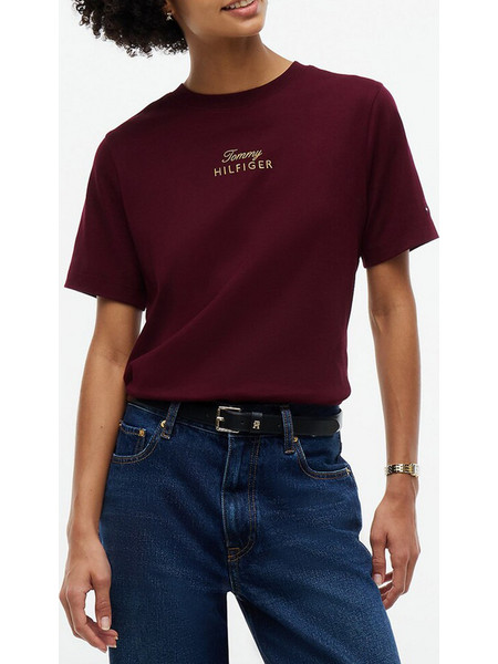 TOMMY HILFIGER GOLD SCRIPT MDRN C-NK S/S TEE WW0WW51725-XIH Bordeux