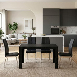 Σετ τραπεζαρία 5τμχ Darlen - Alma Megapap χρώμα sencron black - μαύρο 125x72x74εκ