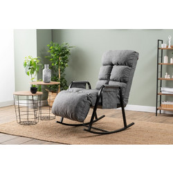 Rocking Chair Lena Single Light Grey Fabric: 100% Linen Fabric