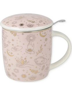 Tea Mug Set Mystical Symbols Gold 400 ml - Κούπα Τσαγιού με Καπάκι & Φίλτρο