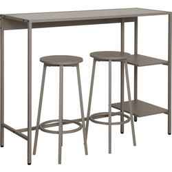 Σετ τραπέζι μπαρ Nexous pakoworld 3τεμ taupe μέταλλο 124x44x100εκ