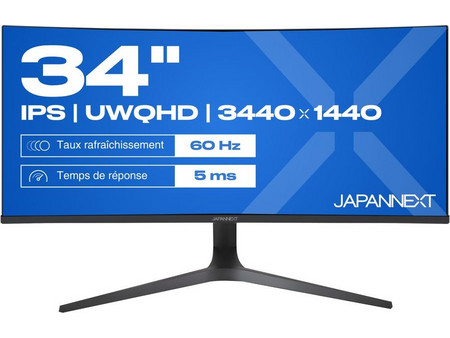 JAPANNEXT JN-IPS340UWQHD60C-C65W-HS Ultrawide IPS Curved Monitor 34" 3440x1440 QHD 60Hz 5ms