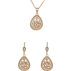 Peach Jewelry Γυναικείο Σετ Κοσμημάτων Κολιέ Και Σκουλαρίκια Από Χαλκό Επιχρυσωμένα 18Κ