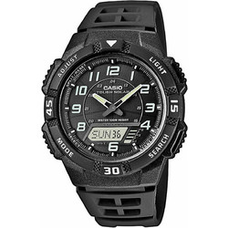 Casio Ανδρικό Ρολόι Χρονογράφος Solar με Μαύρο Καουτσούκ Λουράκι AQ-S800W-1BVEF