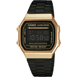 Casio Vintage Ψηφιακό Ανδρικό Ρολόι Χρονογράφος με Μαύρο Μεταλλικό Μπρασελέ A-168WEGB-1BEF