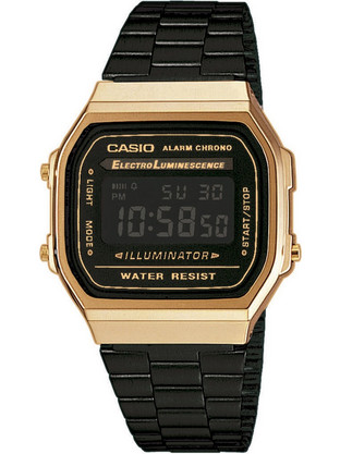 Casio Vintage Ψηφιακό Ανδρικό Ρολόι Χρονογράφος με Μαύρο Μεταλλικό Μπρασελέ A-168WEGB-1BEF