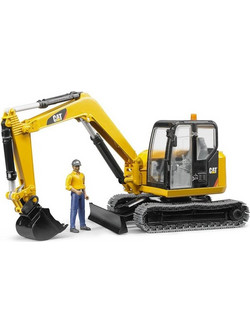 Bruder Εκσκαφέας Cat Mini Με Ερπύστριες & Εργάτης Σετ Φιγούρες Δράσης για 4+ Ετών BR002466