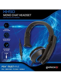 Gioteck XH50 Mono Chat Gaming Headset Over Ear Black Blue