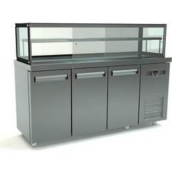 Inox τριπλό ψυγείο σαλατών με ψυχόμενη βιτρίνα για σάντουιτς id