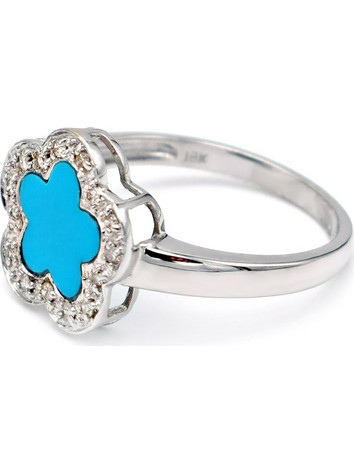 Δαχτυλίδι Κ18 Λευκόχρυσο με Turquoise και Διαμάντια - M306755