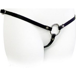 BDSM Δερμάτινη ζώνη Strap-on με κρίκο 4 cm