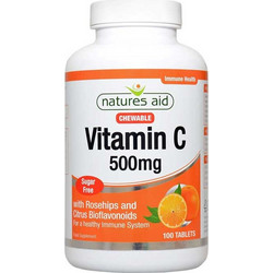 Natures Aid Vitamin C 500mg 100 Μασώμενες Ταμπλέτες