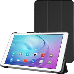 HuaWei MediaPad T2 10.0" Pro -Δερμάτινη Θήκη Βιβλίο Tri-Fold Μαύρο με Βάση Στήριξης και πίσω καλύμμα σιλικόνης διάφανο (oem)