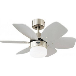 Westinghouse Flora Royal 78788 Ανεμιστήρας Οροφής 76cm 54W με Φως Ασημί