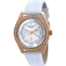 Kenneth Cole Γυναικείο Ρολόι με Λευκό Δερμάτινο Λουράκι IKC2794