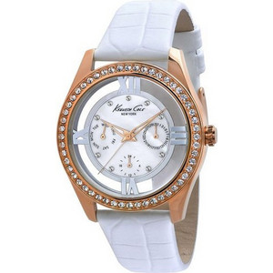 Kenneth Cole Γυναικείο Ρολόι με Λευκό Δερμάτινο Λουράκι IKC2794