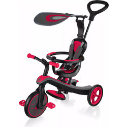Globber Explorer 4 in 1 Τρίκυκλο Ποδήλατο με Σκίαστρο & Χειρολαβή για 10+ Μηνών Κόκκινο
