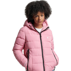 Superdry Spirit Sports Γυναικείο Μπουφάν Χειμωνιάτικο Puffer Κοντό Αδιάβροχο Ροζ W5010964A-3KJ