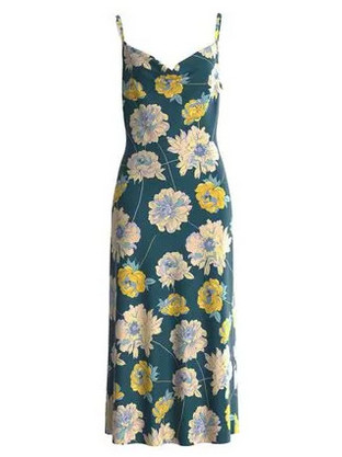 Guess Akilina Midi Καλοκαιρινό Φόρεμα για Γάμο / Βάπτιση Floral Κρουαζέ Πετρόλ W2BK85WEX62-P7DM