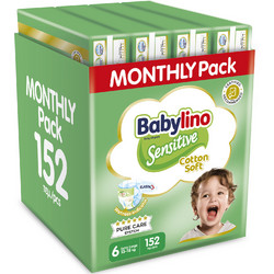 Babylino Sensitive Cotton Soft Monthly Pack Πάνες No6 13-18kg 152τμχ