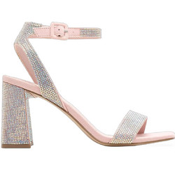 Steve Madden Winnii Γυναικεία Πέδιλα Nude με Χοντρό Ψηλό Τακούνι και Στρας MG11000438-04001-993