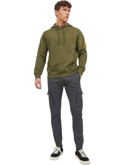 Jack & Jones Ανδρικό Παντελόνι Cargo Joggers Ελαστικό Slim Εφαρμογή Ανθρακί 12140326