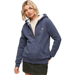 Superdry Γυναικεία Ζακέτα Φούτερ Μακριά με Κουκούλα και Φερμουάρ Μπλε W2012050A-QB2