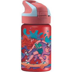 Laken Skate Παιδικό Μπουκάλι Θερμός Ανοξείδωτο BPA Free με Καλαμάκι Κόκκινο 350ml