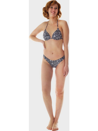 Gsecret Bikini Set Τριγωνάκι με Ενίσχυση String Animal Print Ανθρακί C9360-26826