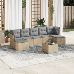 vidaXL Σετ Σαλόνι Κήπου Rattan 8τμχ Μπεζ 3218039
