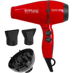 Tecno Dry Boss 6000 01ZXBOSSX806N Επαγγελματικό Πιστολάκι Μαλλιών Ionic με Φυσούνα 2500W Red