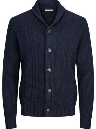 Jack & Jones Ανδρική Ζακέτα Πλεκτή με Κουμπιά Μπλε 12245529