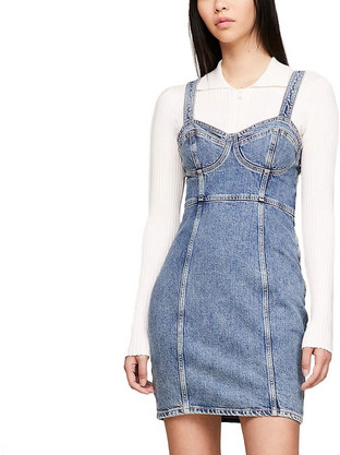 Tommy Jeans Mini Καλοκαιρινό Καθημερινό Φόρεμα Τζιν Γαλάζιο DW0DW17054-1A5