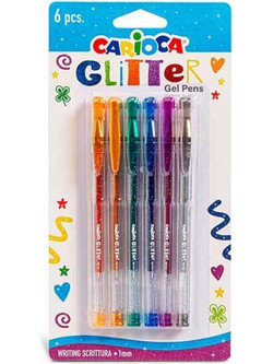 Carioca Σετ Στυλό Gel 1mm Πολύχρωμο με Glitter 12 x 6τμχ