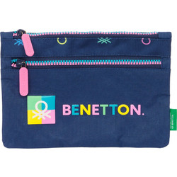 Safta Benetton Cool Κασετίνα με 2 Θήκες Μπλε 812450033