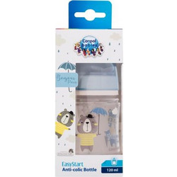 Canpol Βabies Easy Start Bonjour Paris Πλαστικό Μπιμπερό με Θηλή Σιλικόνης κατά των Κολικών 0+ Μηνών Light Blue 120ml