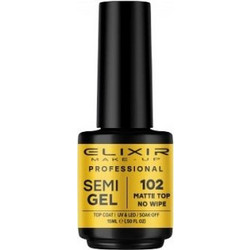 Elixir Make-Up Semi Gel 102 Matte Top No Wipe Top Coat Ημιμόνιμο Βερνίκι Νυχιών 15ml